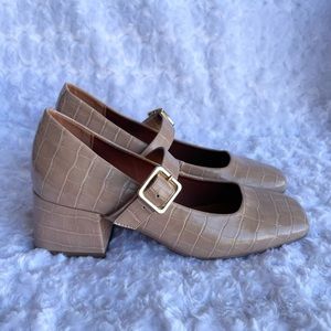 Asos Design Faux Croc Stamped Tan Printed Mary Janes